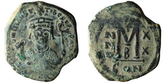 Byzantine Empire | Maurice Tiberius | Æ Follis | 582-602 AD